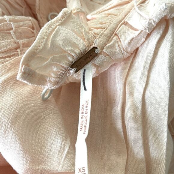 NWOT Free People Smocked In Time Top Ruffled High Neck Long Sleeves XS Feminine - Picture 7 of 16